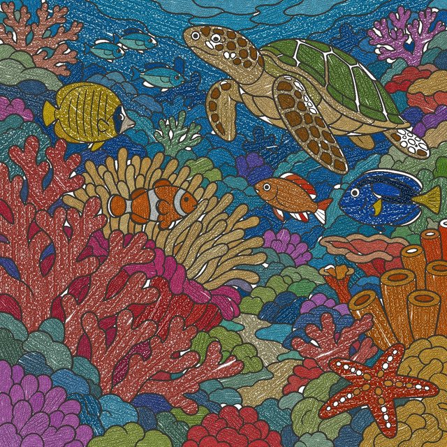 珊瑚礁の塗り絵