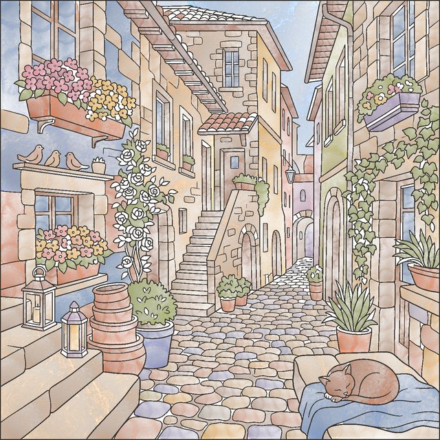 花の路地の塗り絵
