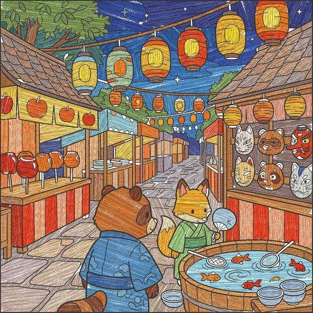 夜市の塗り絵