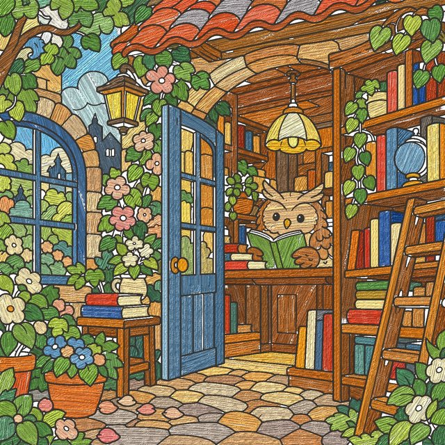 古書店の塗り絵