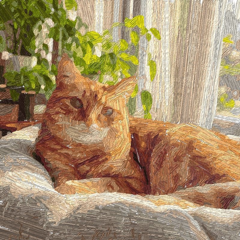 写真から作った塗り絵を油彩で塗ったもの